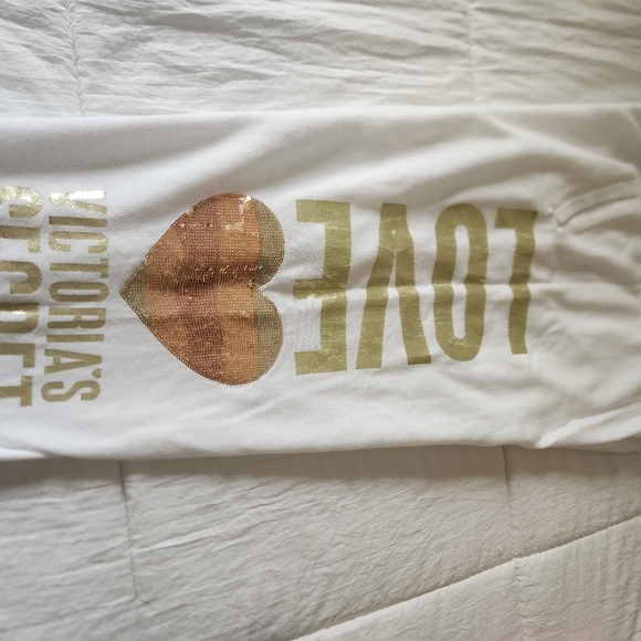 Victoria's Secret White Sweatpants with Gold Heart - Picture 7 of 7